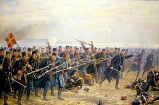 Vilhelm Rosenstands maleri "Episode af ottende brigardes modangreb ved Dybbøl 18. april 1864"
